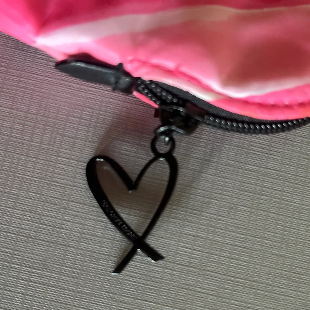 Victoria's Secret Signature Stripes Beauty Bag Pink Travel Cosmetics Pouch